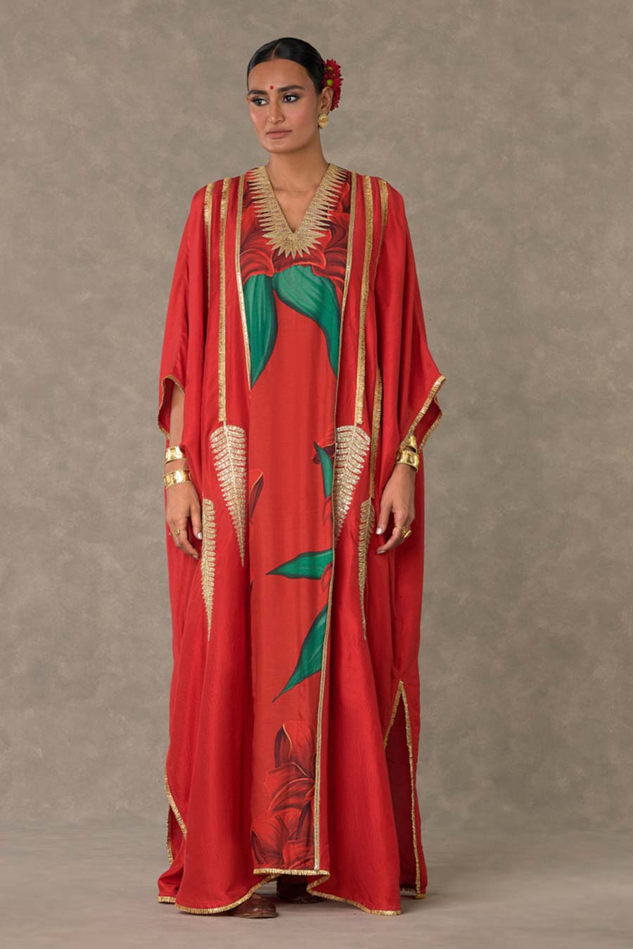 Red Candy Swirl Printed Kaftan