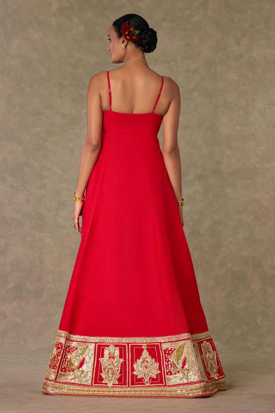 Red Haathphool Embroidered Tunic & Palazzo Set