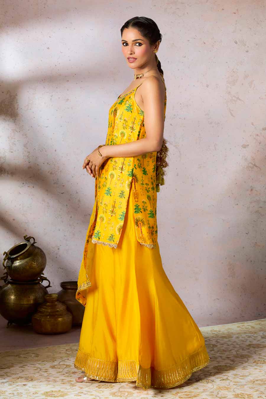 Yellow Nomadic Tribe Embellished Sharara Set