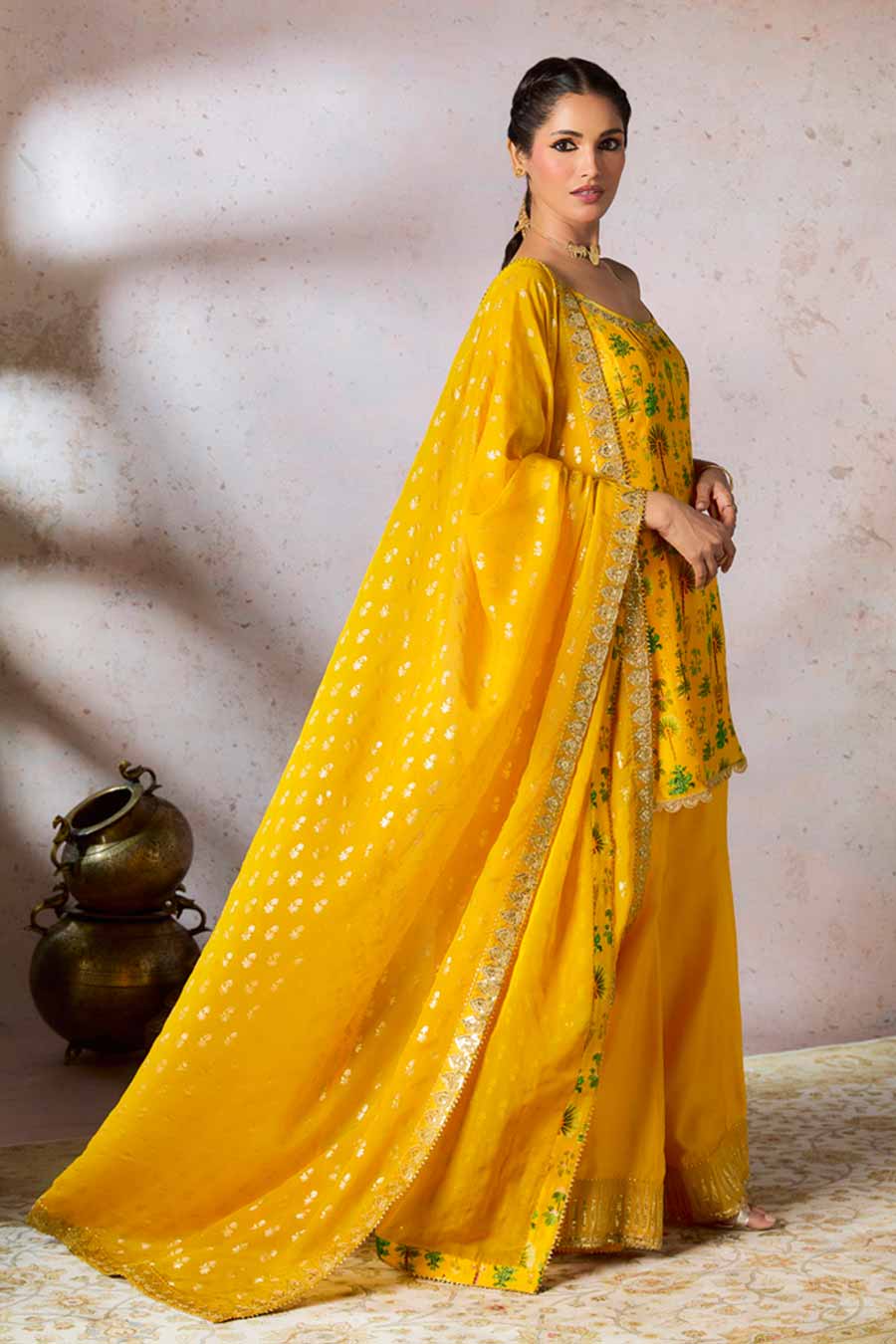 Yellow Nomadic Tribe Embellished Sharara Set