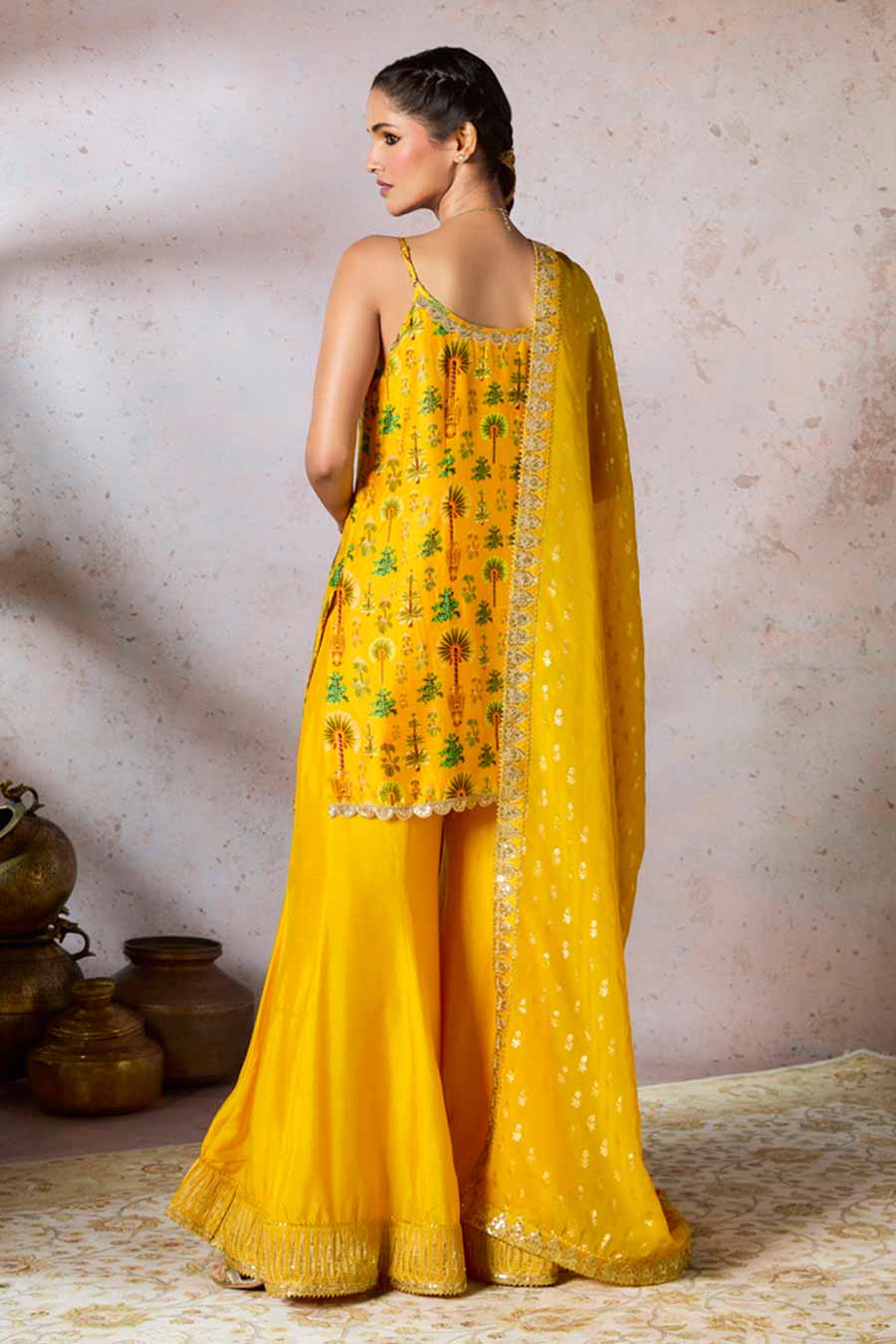 Yellow Nomadic Tribe Embellished Sharara Set