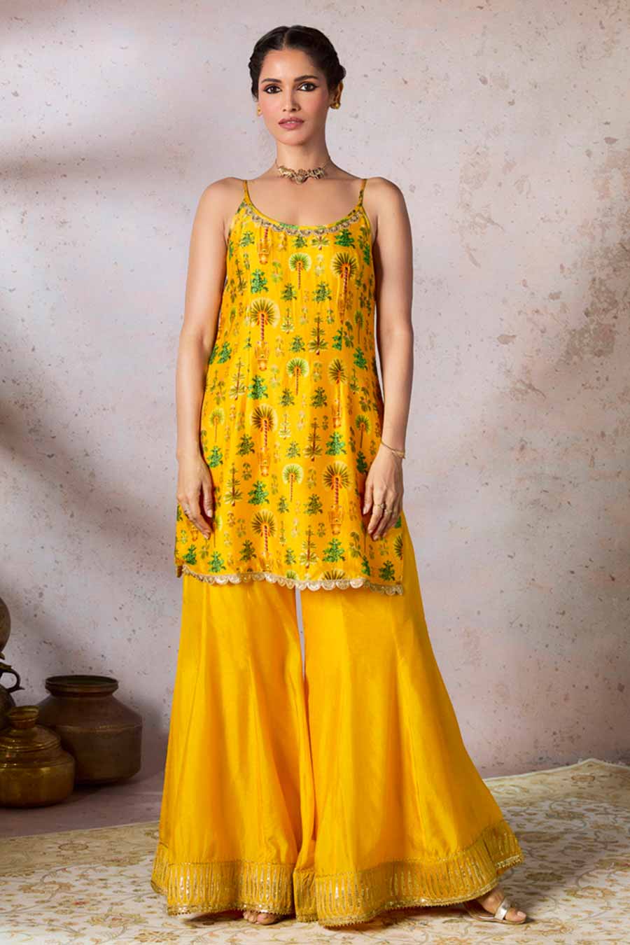Yellow Nomadic Tribe Embellished Sharara Set