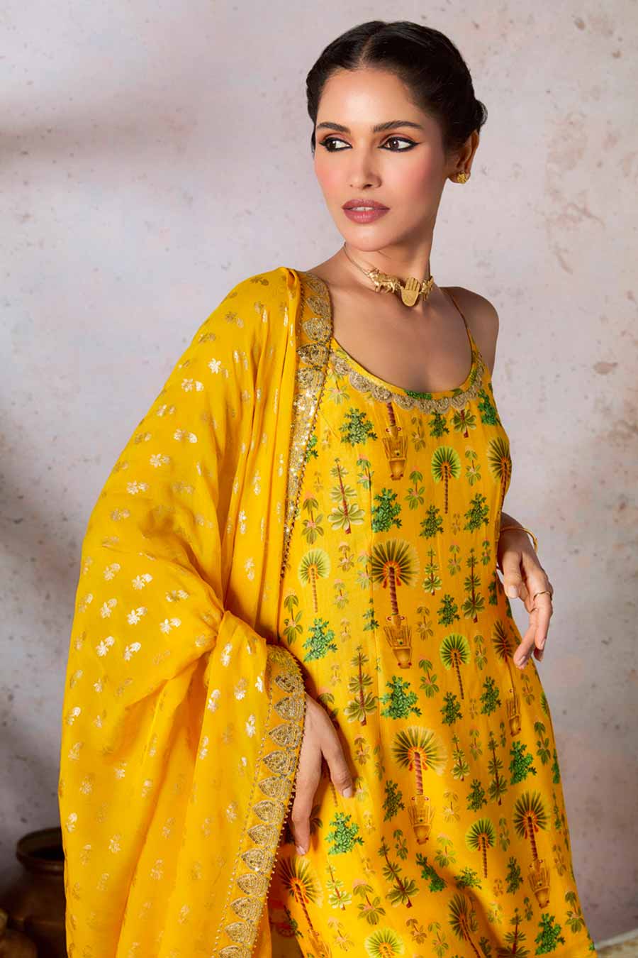 Yellow Nomadic Tribe Embellished Sharara Set