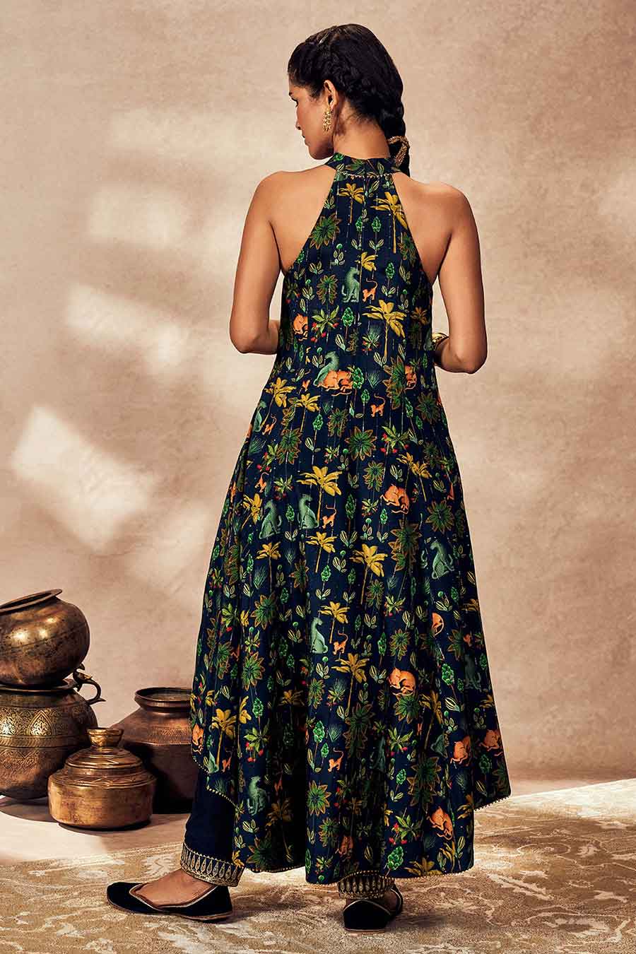 Blue Tropical Rhapsody Printed Tunic & Pant Set