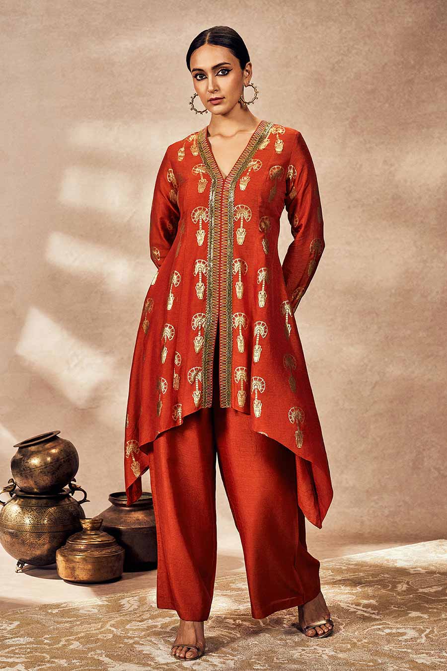 Rust Traveller's Printed Tunic & Pant Set