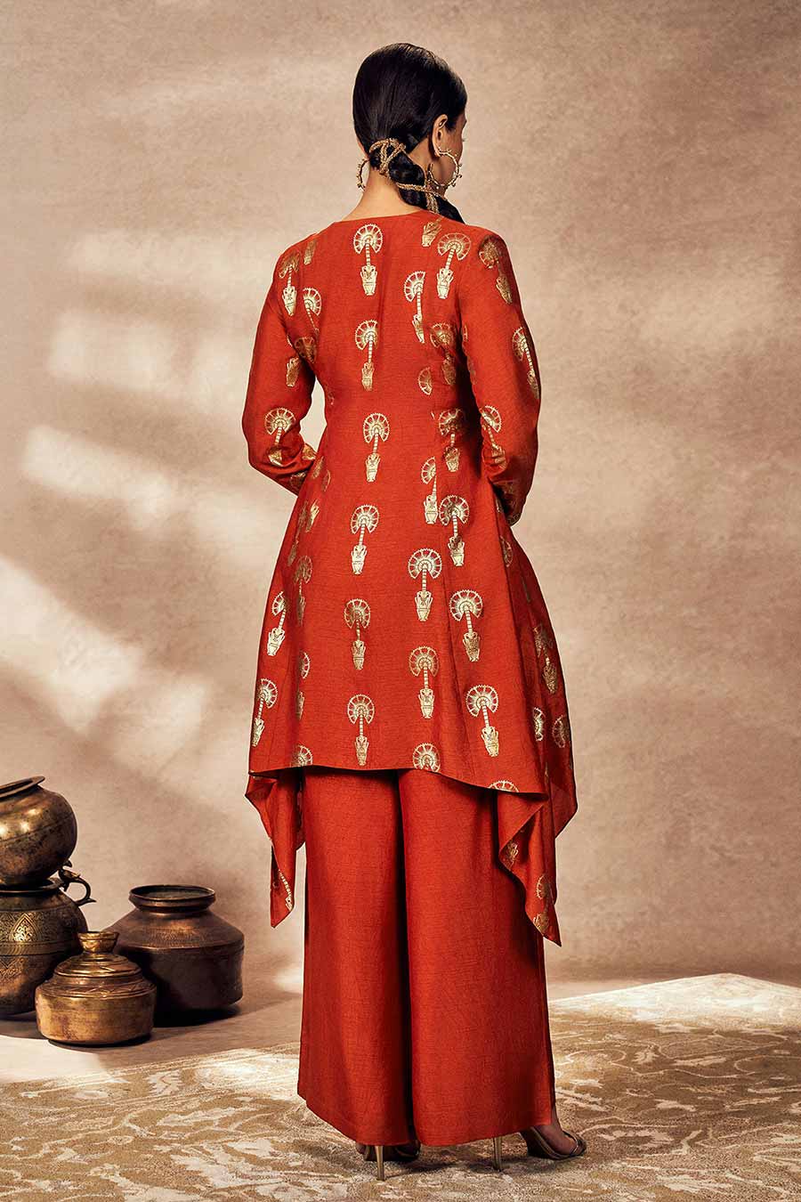 Rust Traveller's Printed Tunic & Pant Set