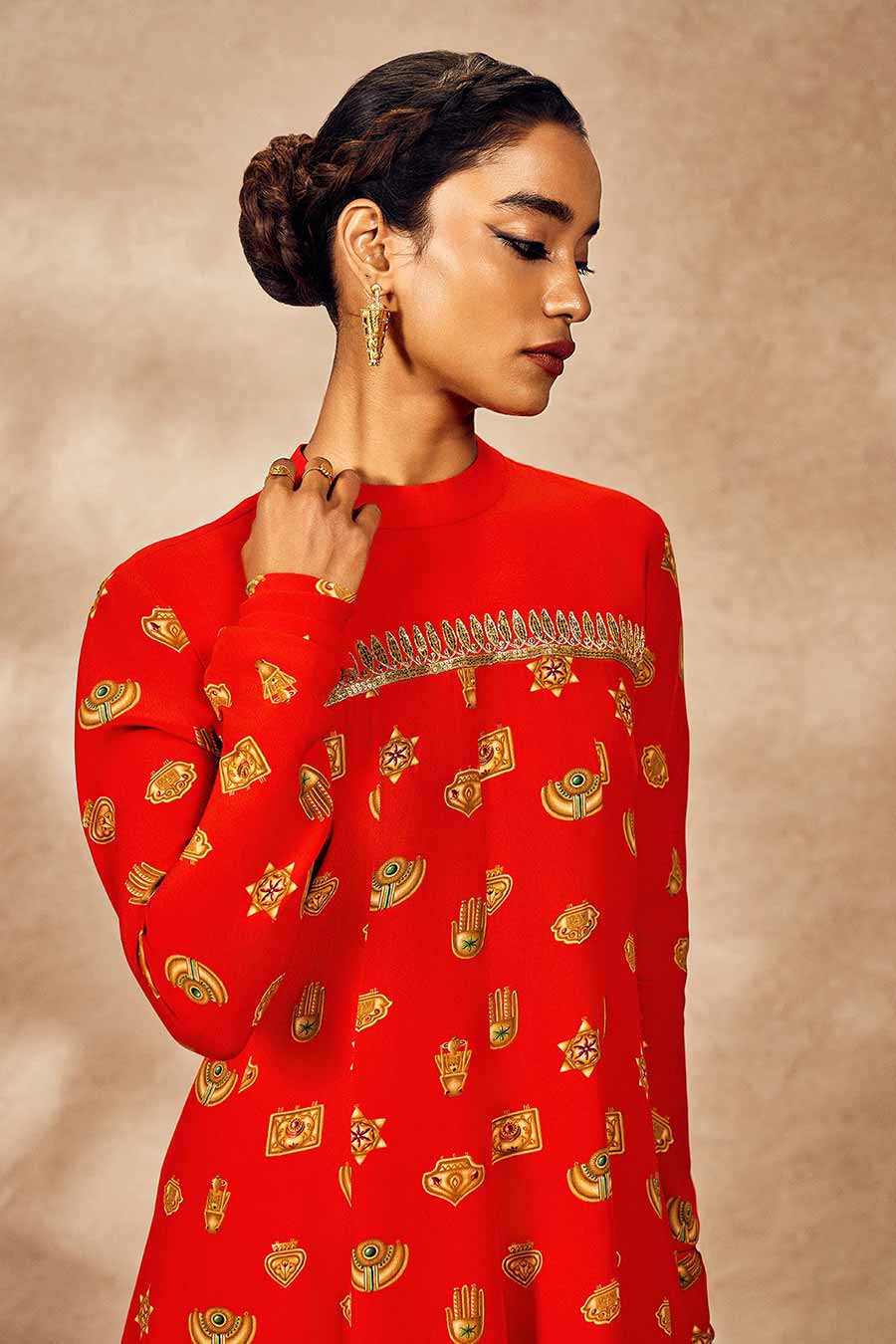 Red Trinkets Printed Tunic & Pant Set
