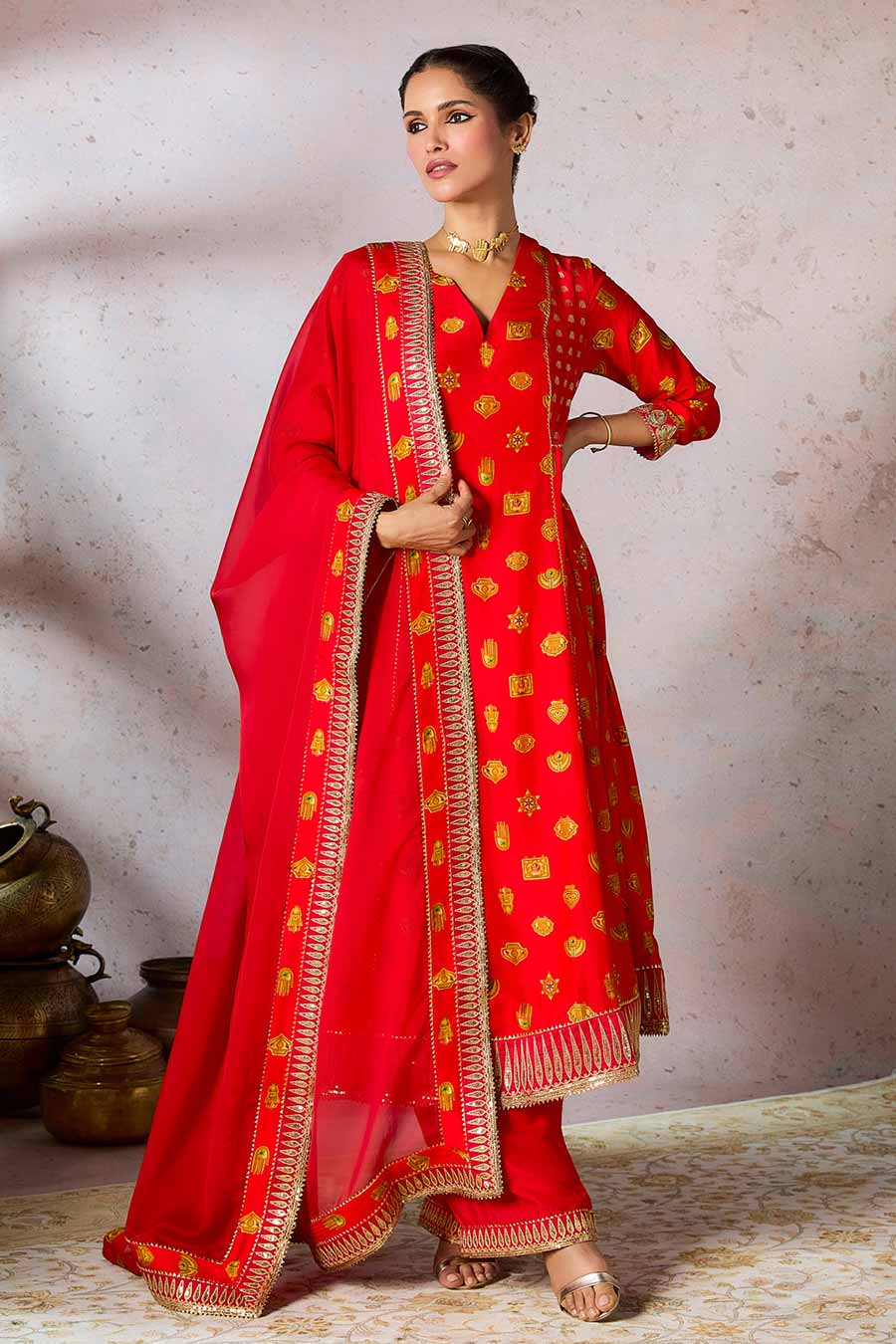 Red Trinkets Printed Kurta Set