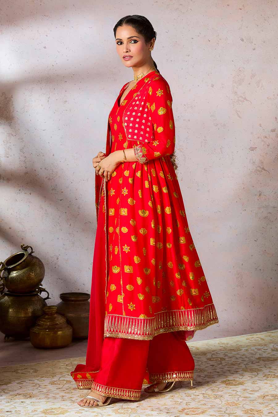 Red Trinkets Printed Kurta Set