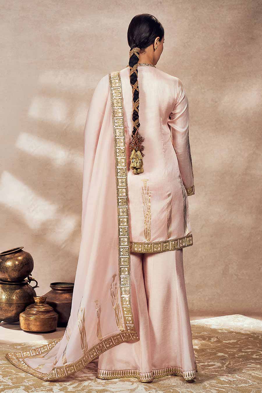 Baby Pink Whispering Lily Embellished Sharara Set