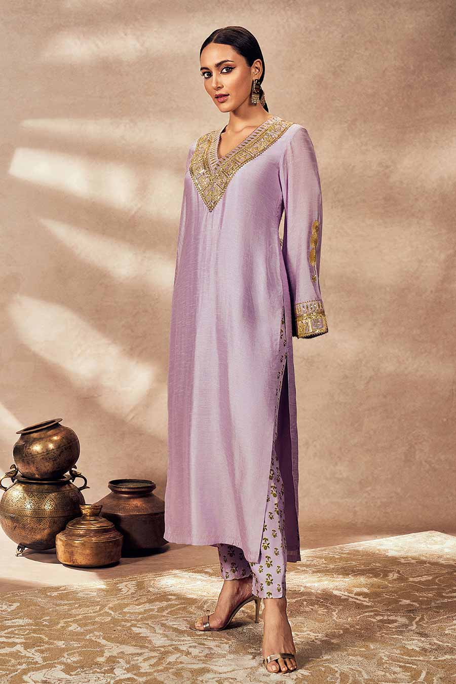 Lilac Pixie Dust Printed Kurta & Pant Set