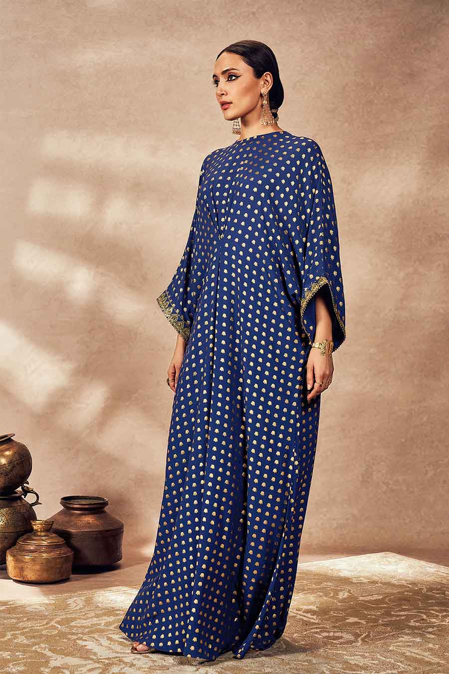 Blue Palmscape Printed Kaftan