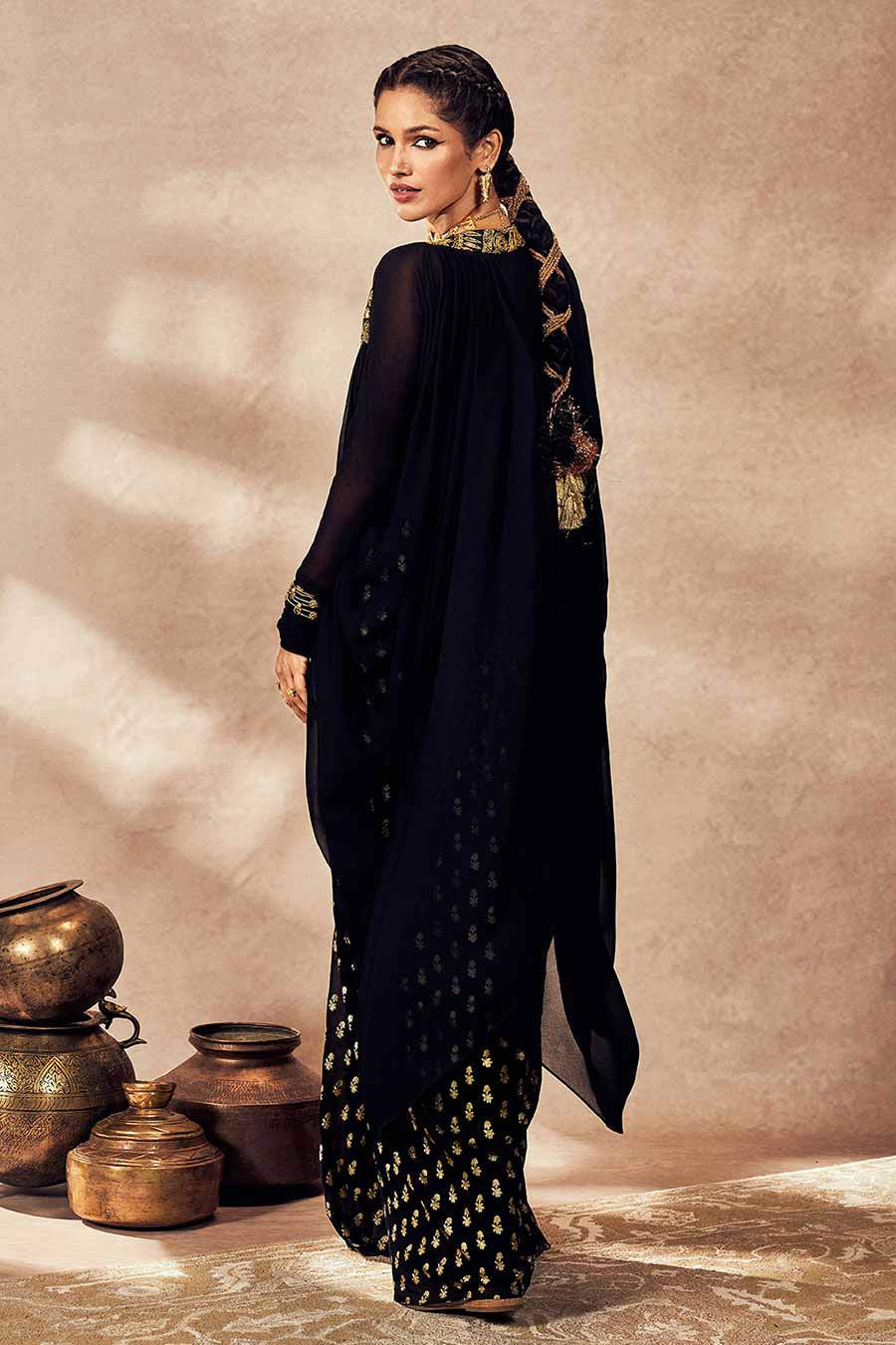 Black Pixie Dust Printed Bustier, Skirt & Jacket Set