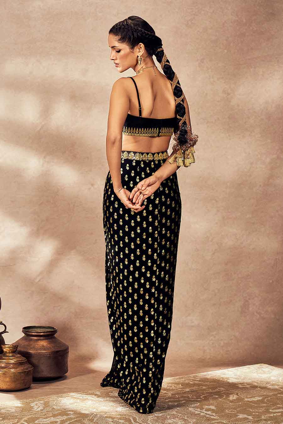 Black Pixie Dust Printed Bustier, Skirt & Jacket Set