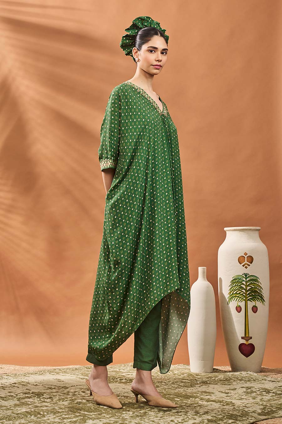 Green Tree Of Hearts Tunic & Pant Set