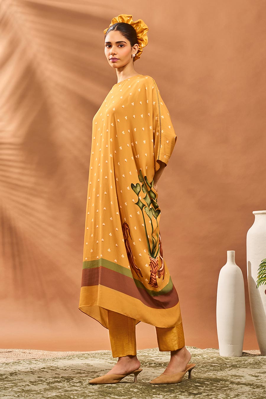 Yellow Spades Blossom Kurta & Pant Set