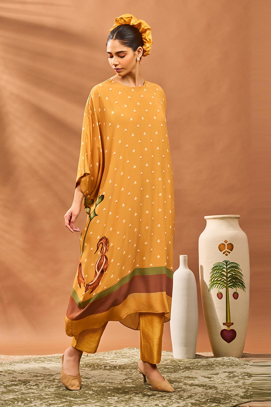 Yellow Spades Blossom Kurta & Pant Set