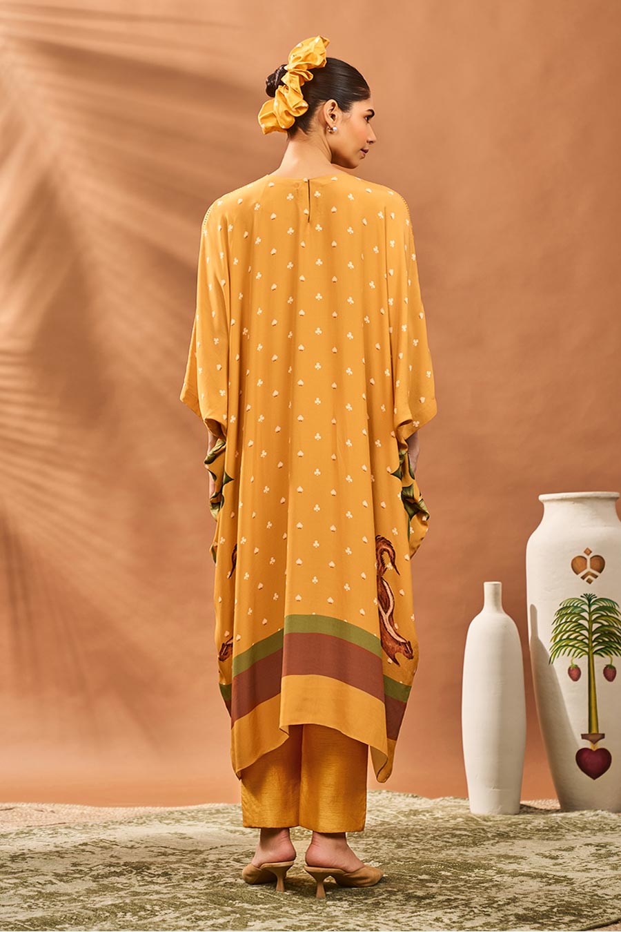 Yellow Spades Blossom Kurta & Pant Set