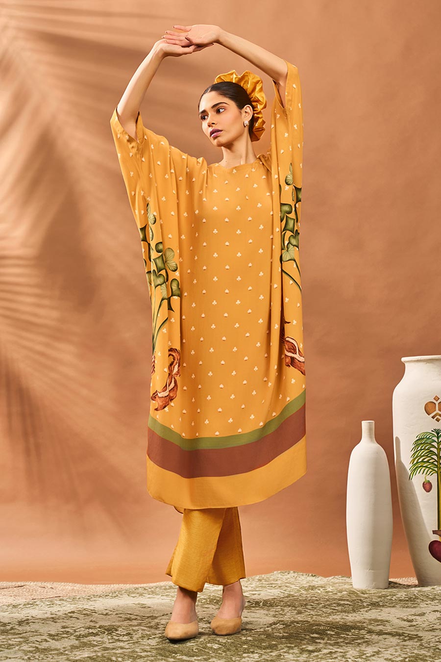 Yellow Spades Blossom Kurta & Pant Set