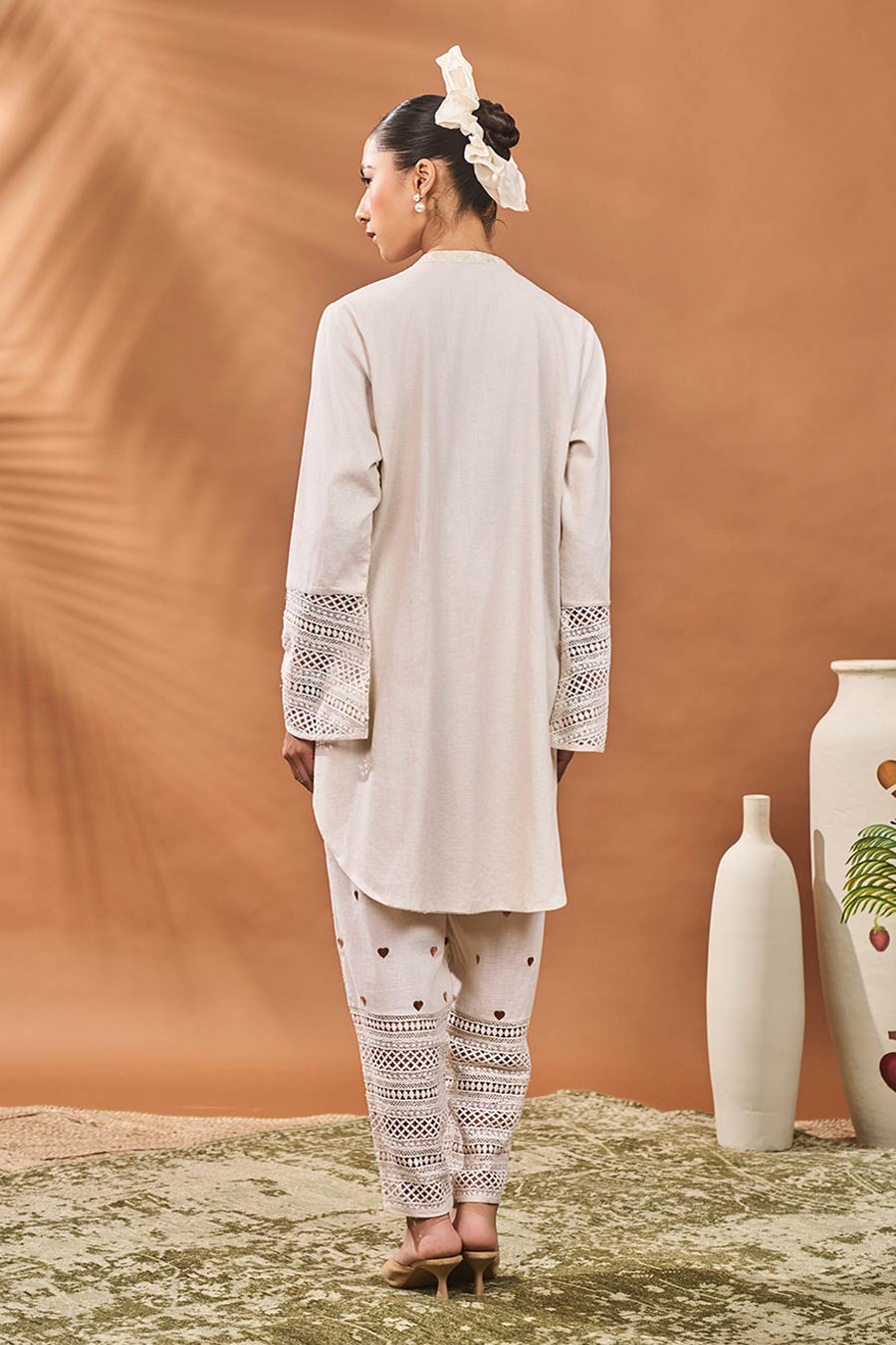 Ivory Blooming Board Tunic & Pant Set