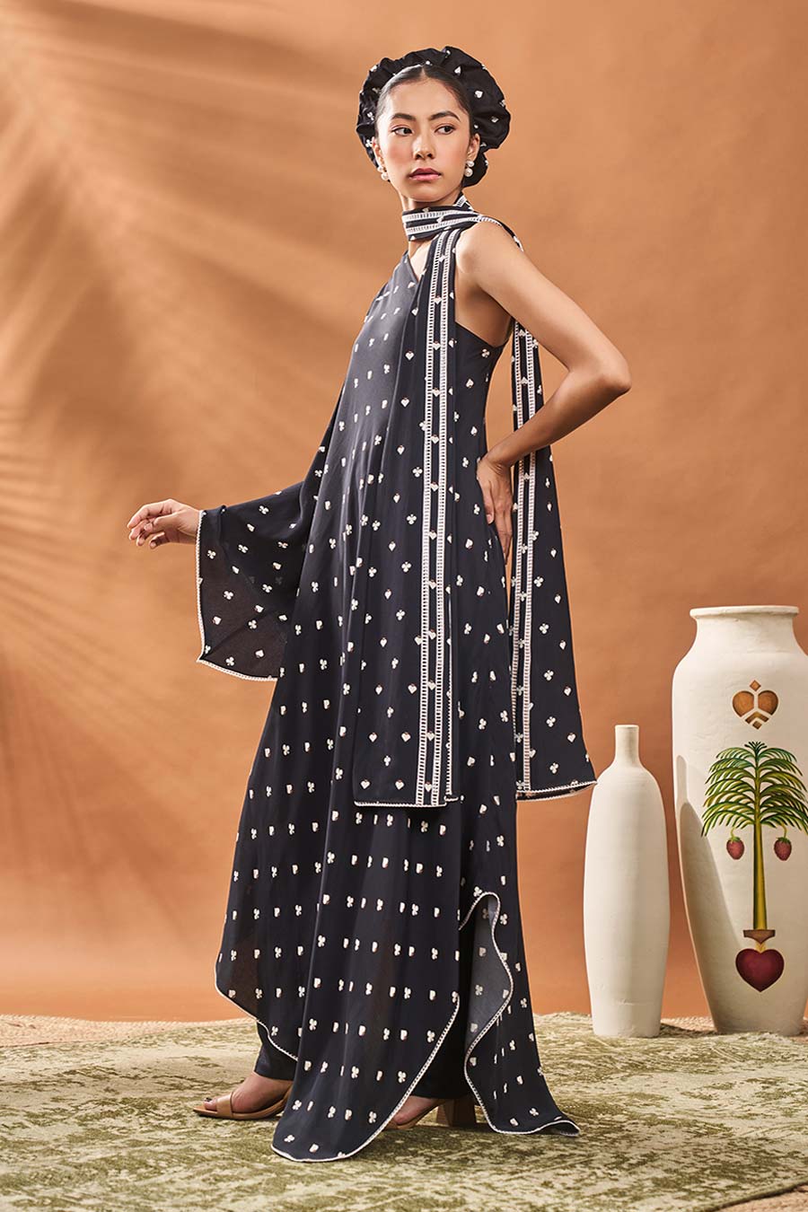 Black All Fours One-Shoulder Tunic & Pant Set