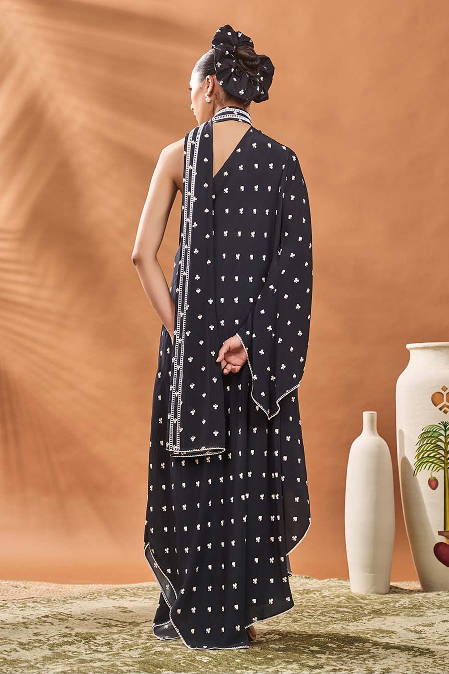 Black All Fours One-Shoulder Tunic & Pant Set