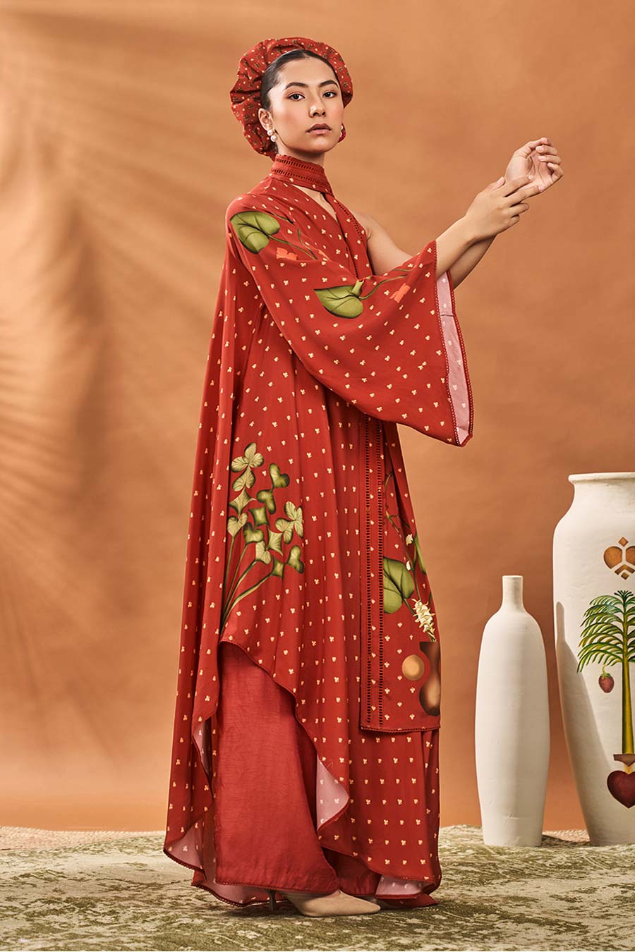 Red Meadow One-Shoulder Tunic & Pant Set