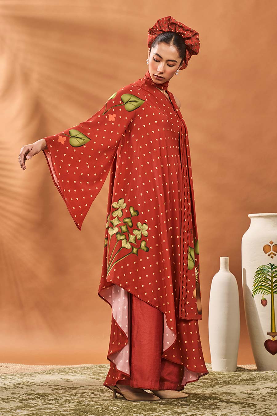 Red Meadow One-Shoulder Tunic & Pant Set