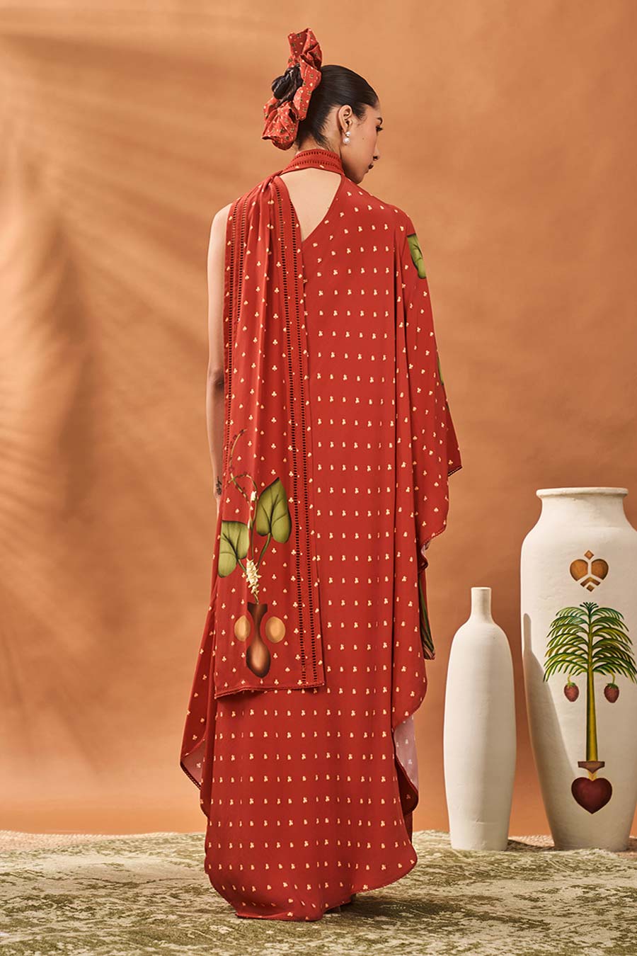 Red Meadow One-Shoulder Tunic & Pant Set
