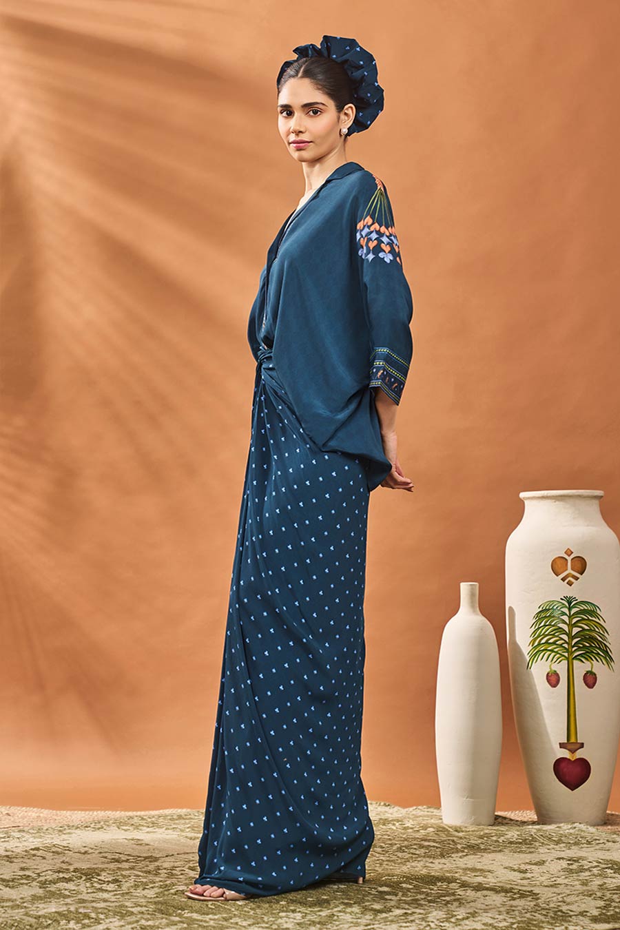Navy Blue All Fours Shirt & Skirt Fusion Set