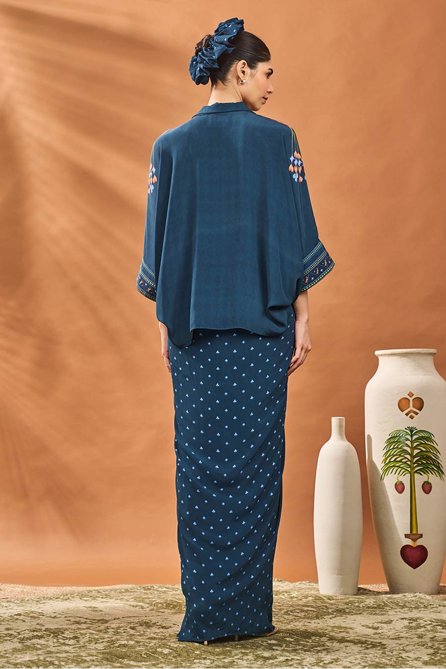 Navy Blue All Fours Shirt & Skirt Fusion Set