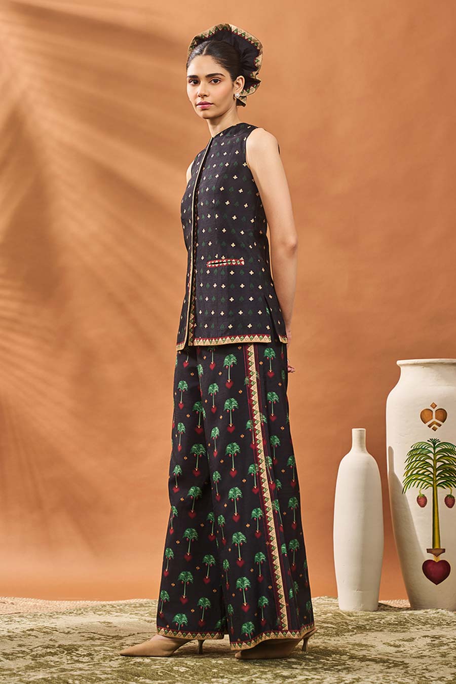 Black Tree Of Hearts Top & Pant Co-Ord Set