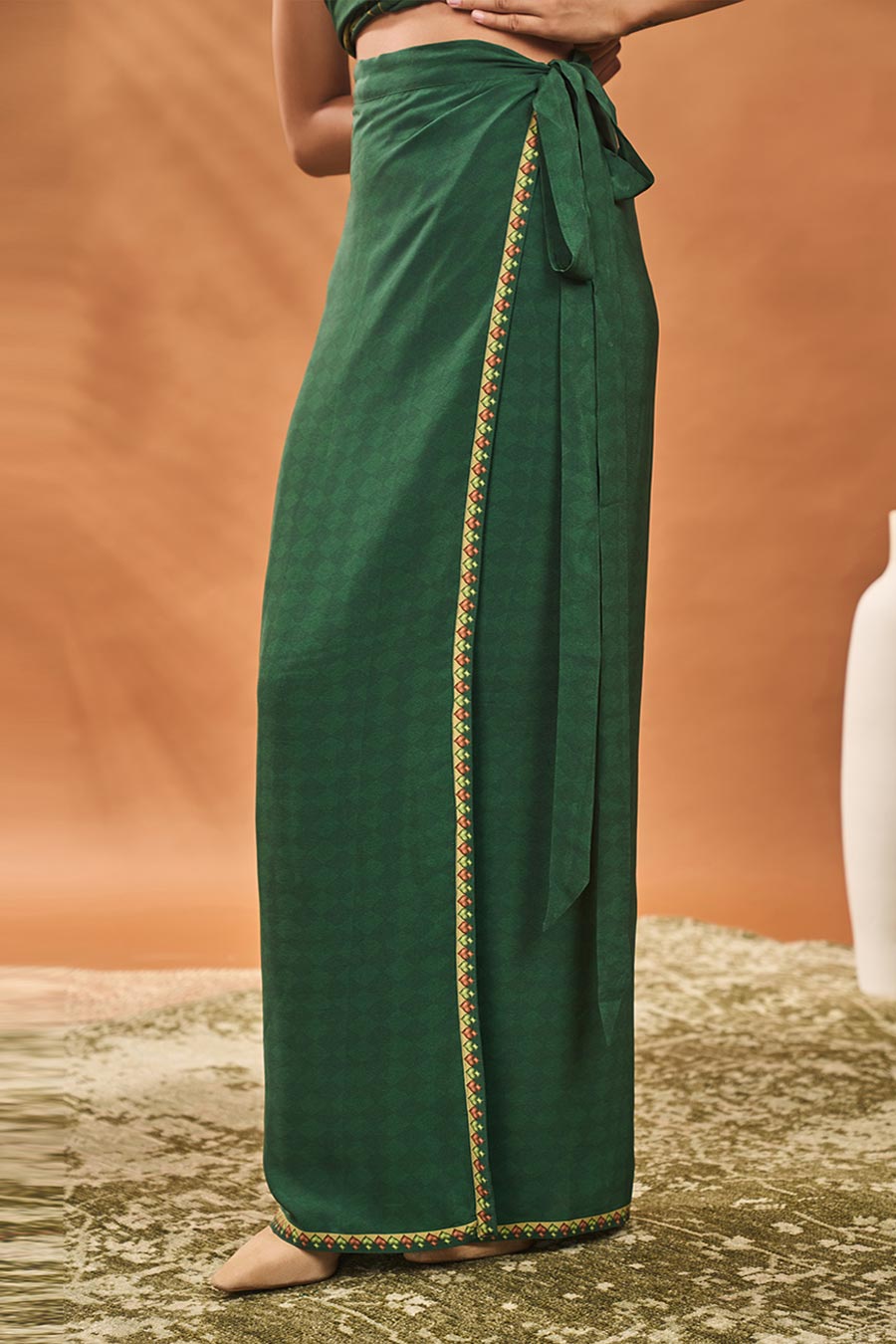 Green Clover Checks Top & Skirt Fusion Set