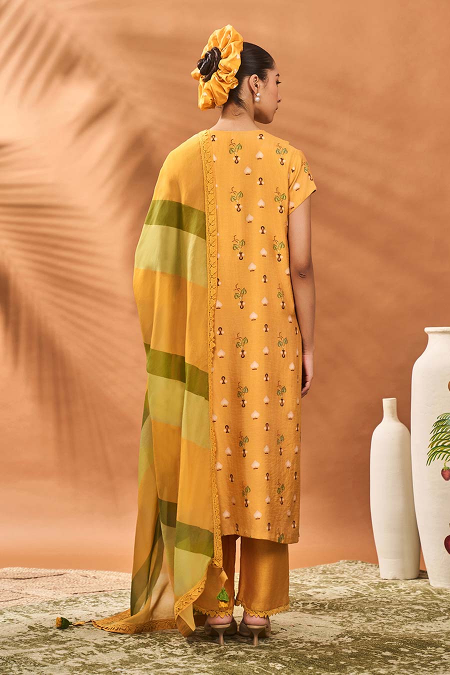 Yellow Spades Blossom Kurta Set
