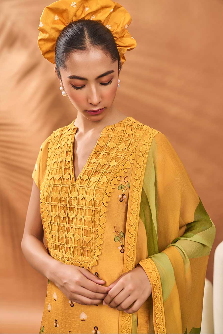 Yellow Spades Blossom Kurta Set