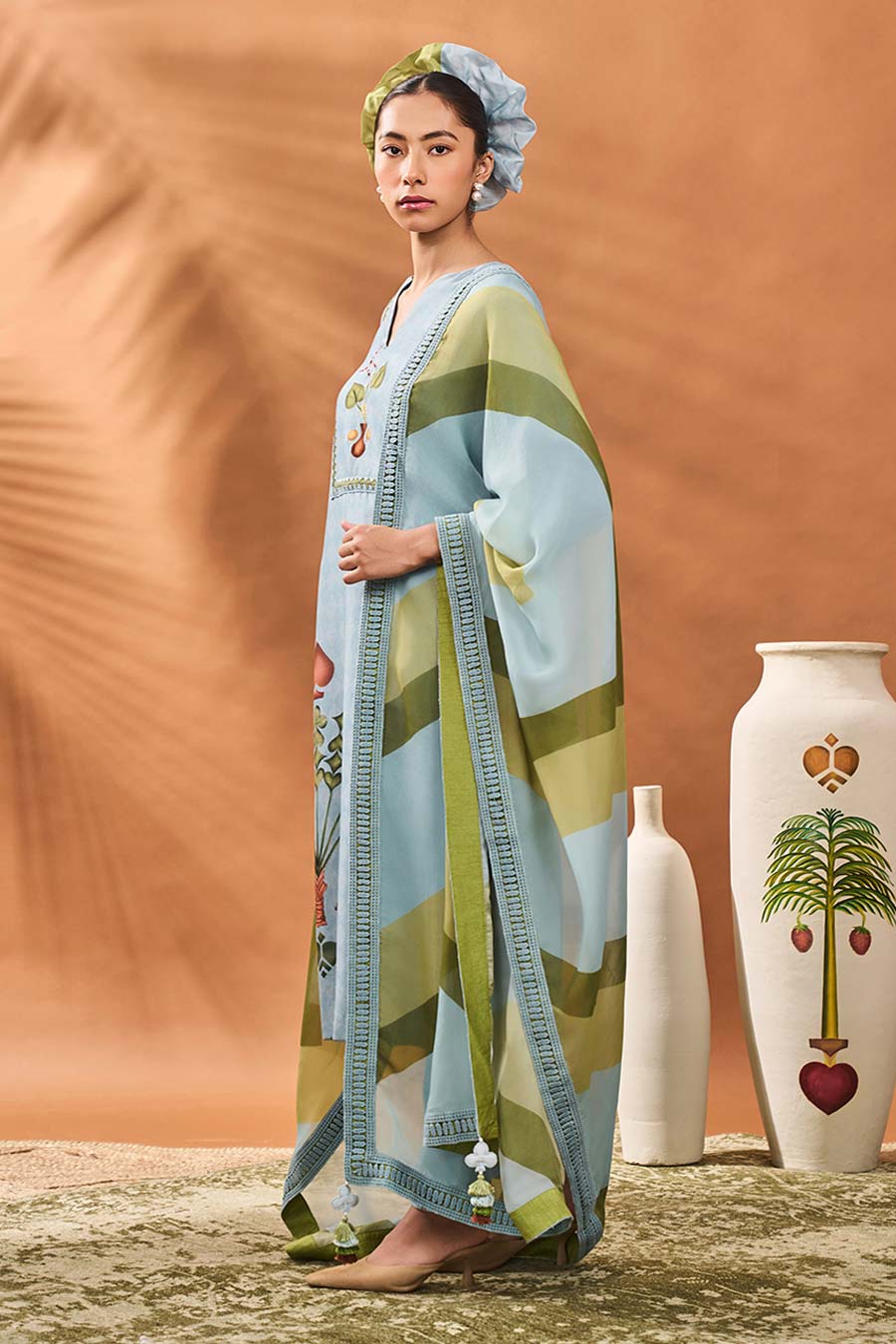 Powder Blue Spades Blossom Kurta Set