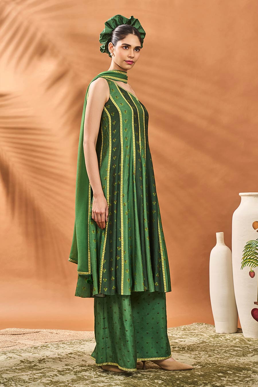 Green Petal Play Anarkali Set
