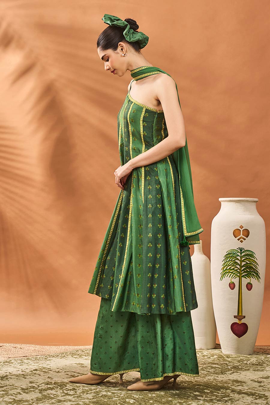 Green Petal Play Anarkali Set