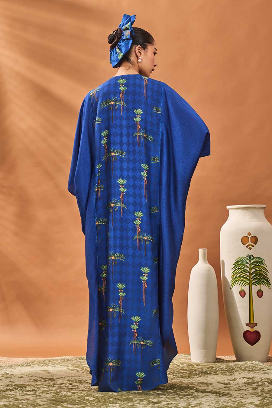 Navy Blue Blooming Board Kaftan