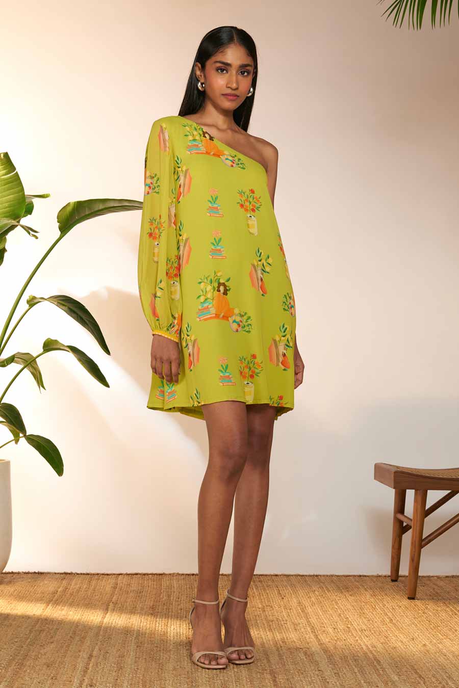 Lime Green Tangy Tango Printed Dress