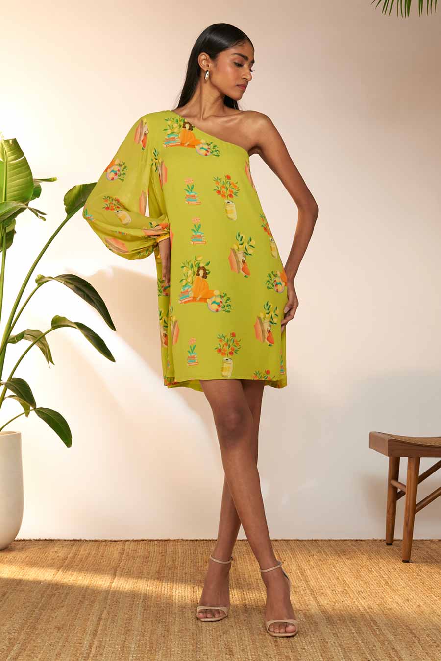 Lime Green Tangy Tango Printed Dress