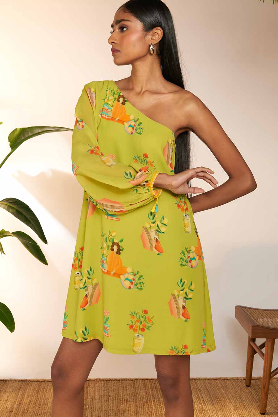 Lime Green Tangy Tango Printed Dress