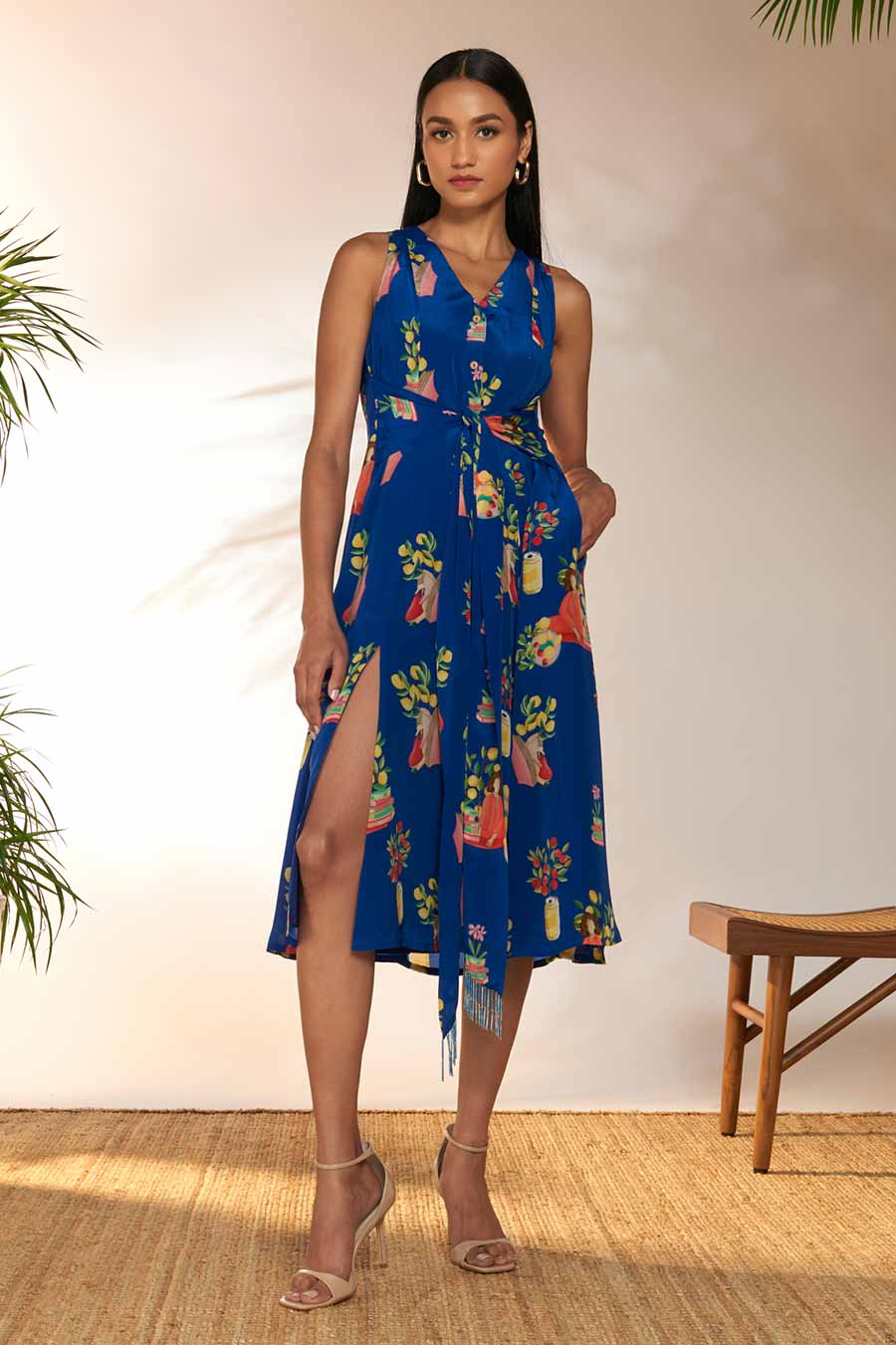 Blue Tangy Tango Printed Midi Dress