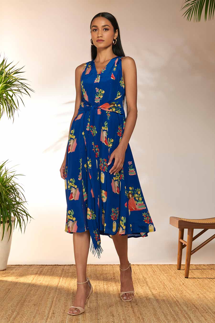 Blue Tangy Tango Printed Midi Dress