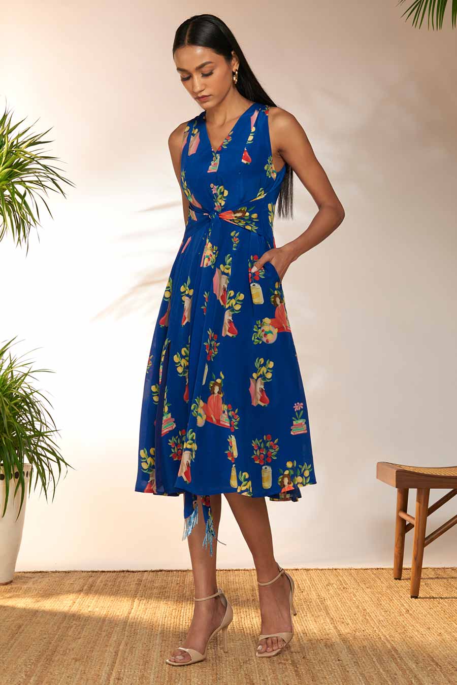 Blue Tangy Tango Printed Midi Dress