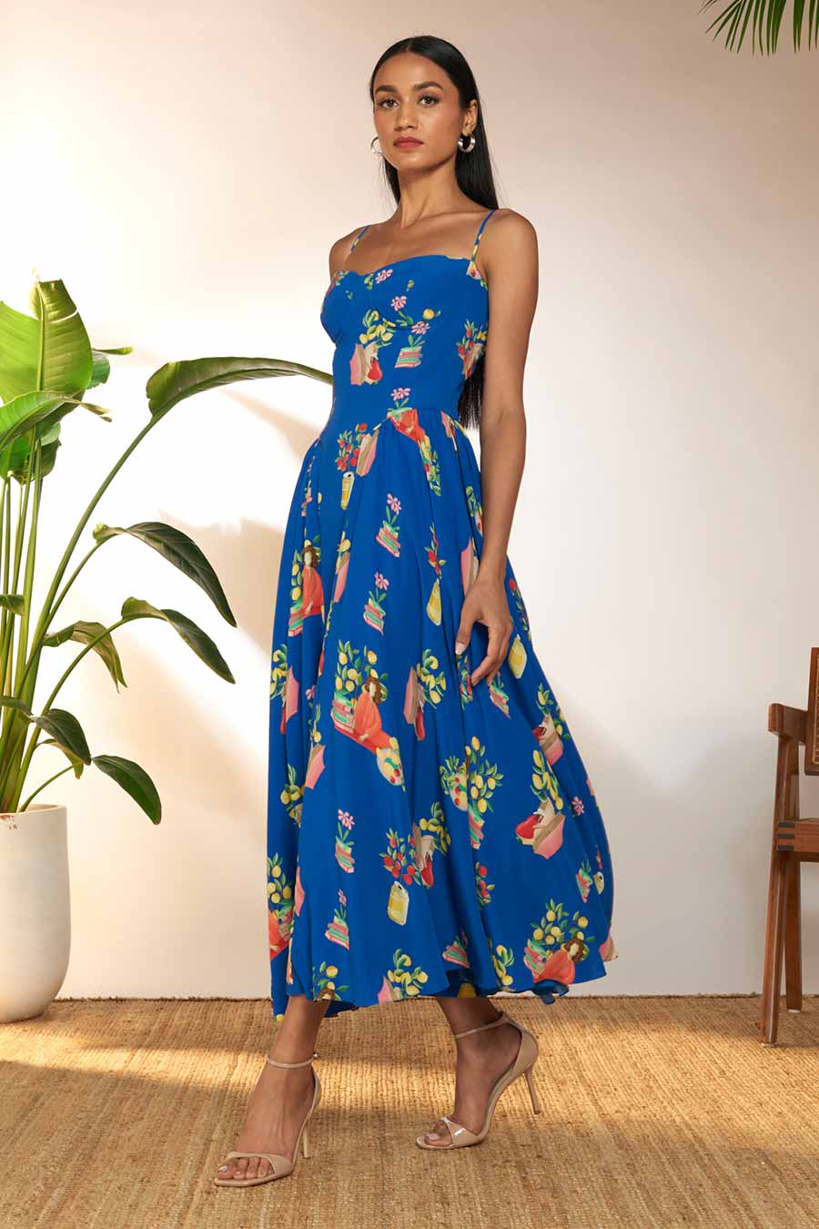 Blue Tangy Tango Printed Corset Dress