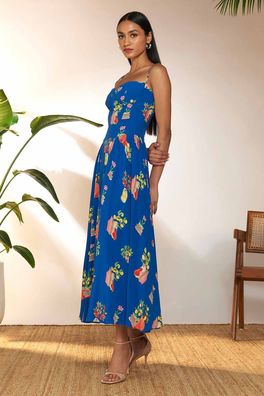Blue Tangy Tango Printed Corset Dress