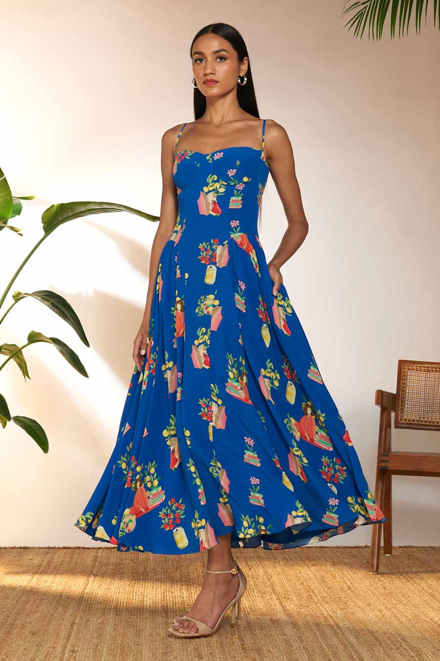 Blue Tangy Tango Printed Corset Dress