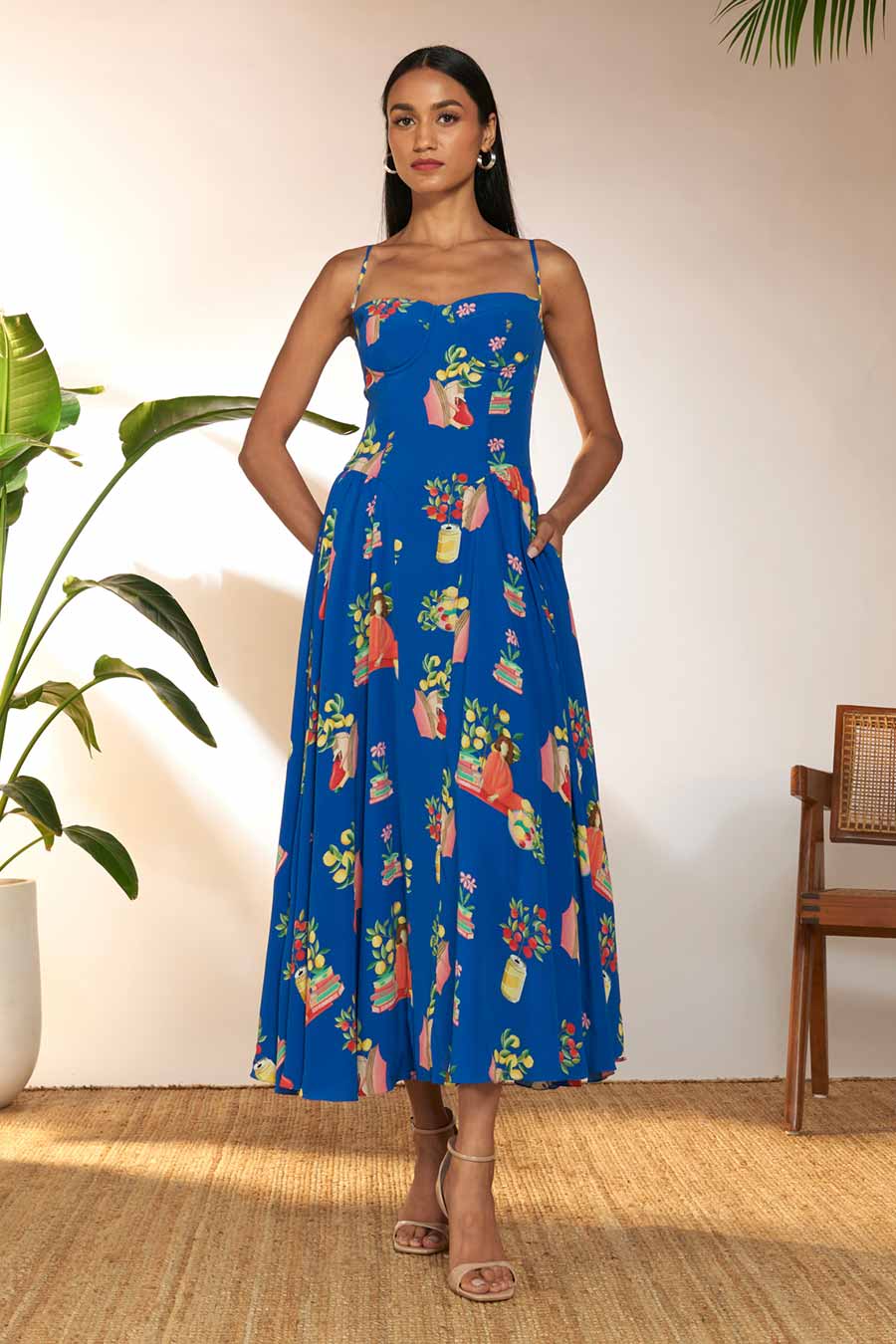 Blue Tangy Tango Printed Corset Dress