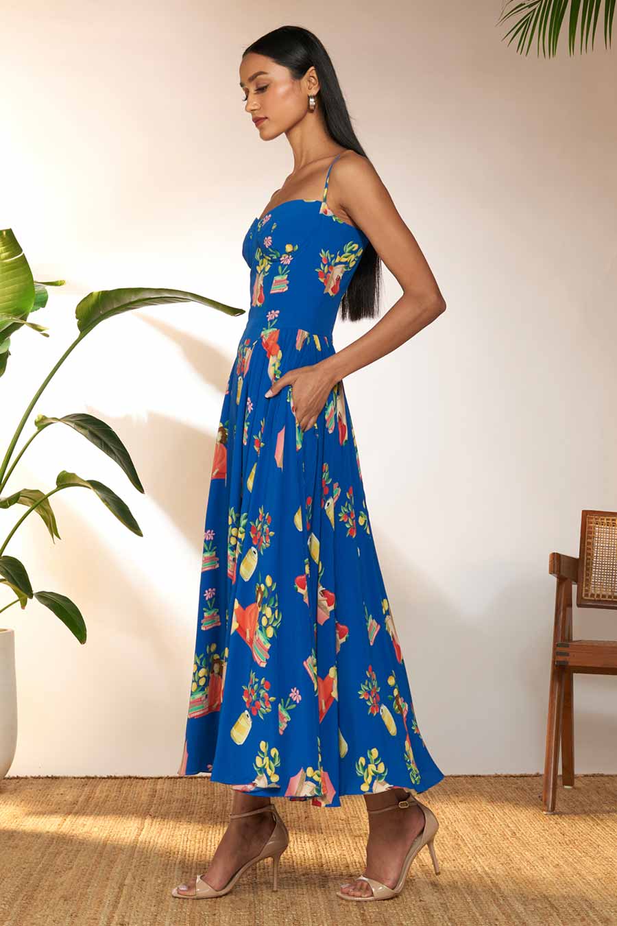 Blue Tangy Tango Printed Corset Dress